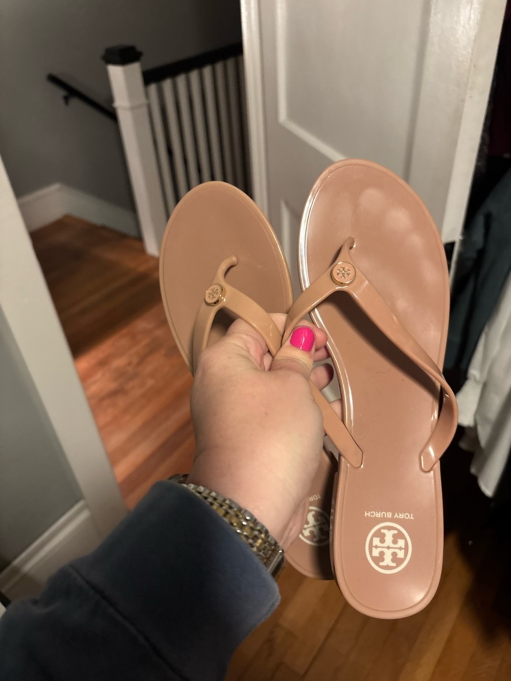 Tory Burch Nude/Tan Miller Jelly Flip Sandals